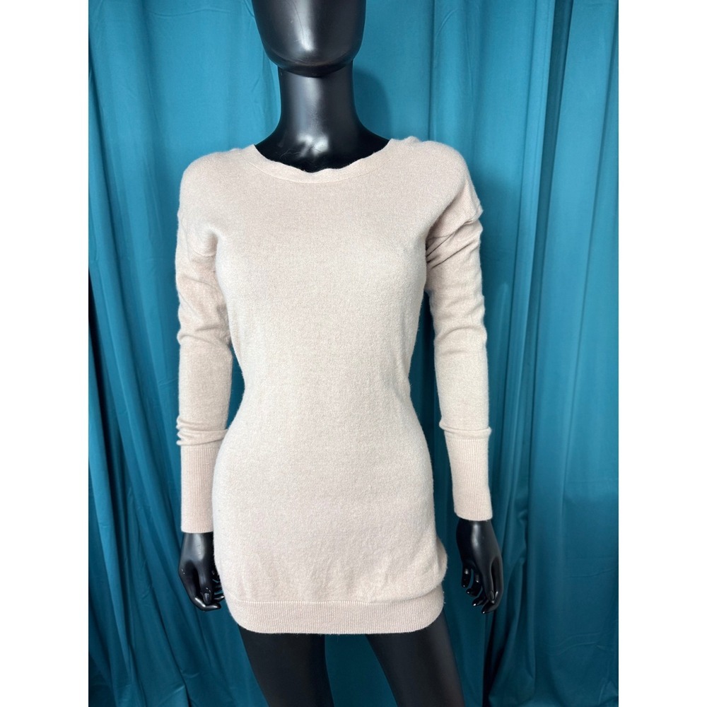 Athleta 100% Cashmere Twist Back Sweater Oatmeal Beige Womens Small RN 54023 - Picture 2 of 10